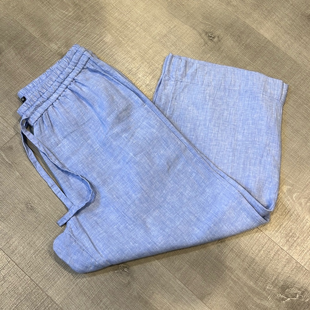 J. Crew Light Blue Cropped Linen Blend Pants